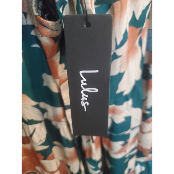 Lulus Green Floral Print Tie-Back Tiered Maxi Dress Womens Size Medium NWT - Picture 9 of 9